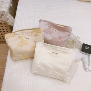 [Suxi cloth bag] Bow elegant vintage jacquard cosmetic bag women's clutch portable storage canvas bag