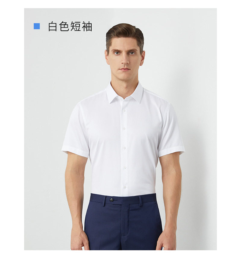 Áo sơ mi nam ngắn tay cổ lật cotton 80s không cần ủi form vừa vặn — Màu xanh nhạt ngắn tay nam cổ vuông, Trắng ngắn tay nam cổ vuông chi tiết 18