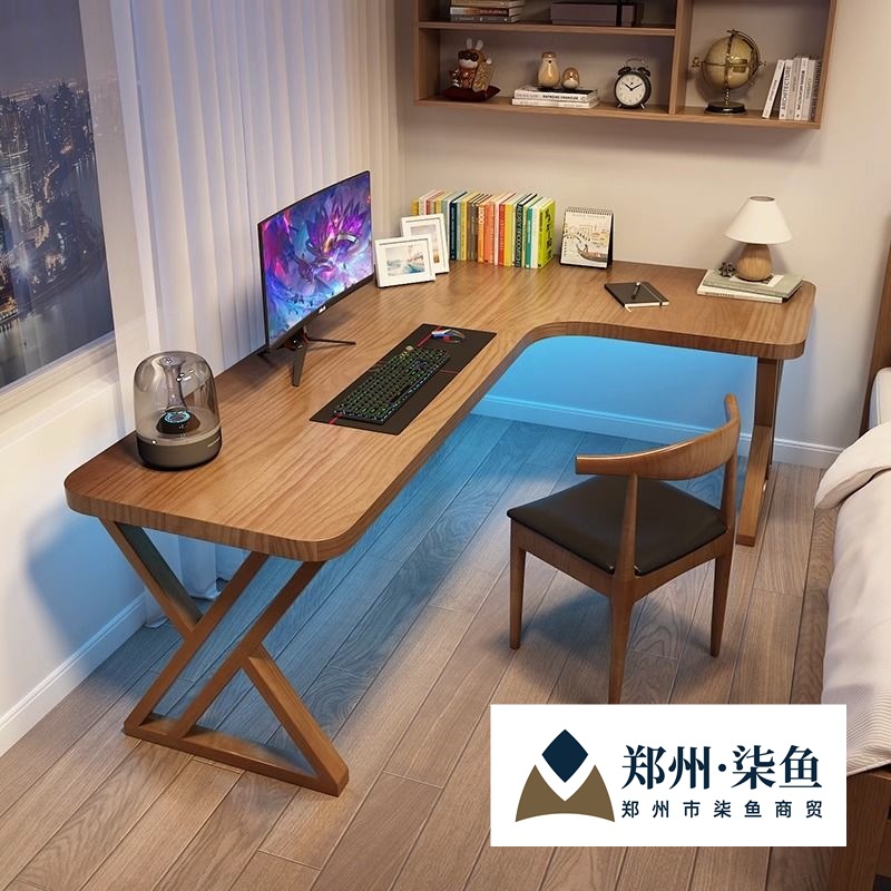Solid Wood Pine Corner Desk Home Student Study Desk Writing Desk Small Apartment E-Sports Computer Desk L-Shaped One