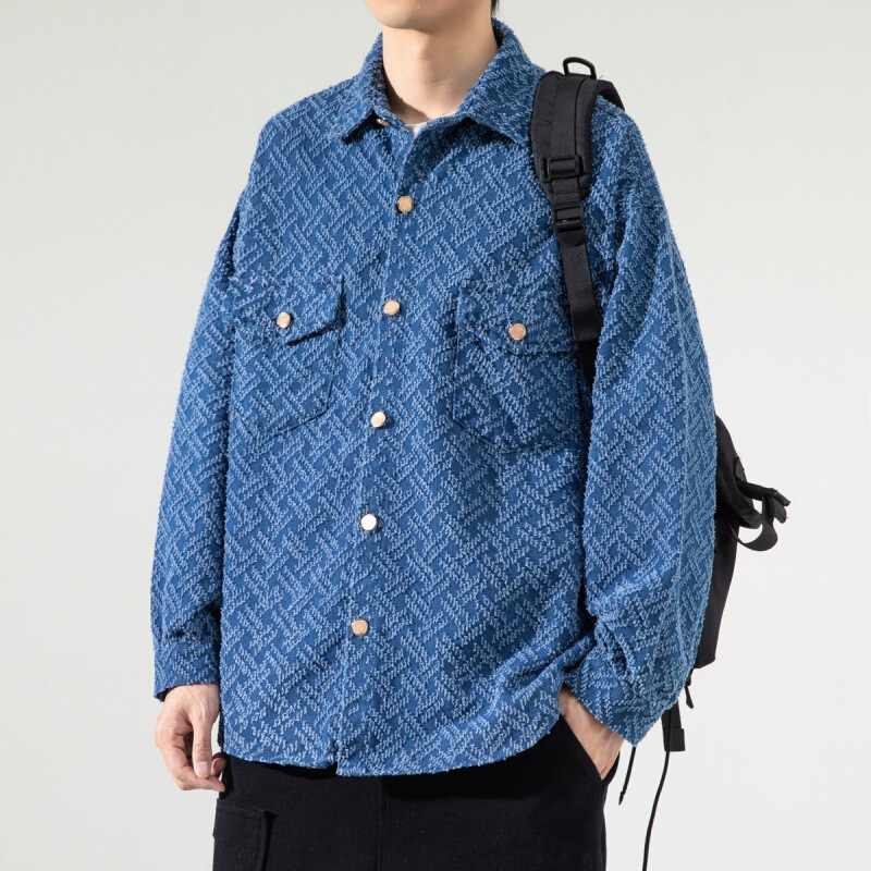 Men's High-End Jacket with a Small Chanel Style, Hong Kong Style Shirt Collar, Stylish Oversized Jacket [Special Offer] Trendy