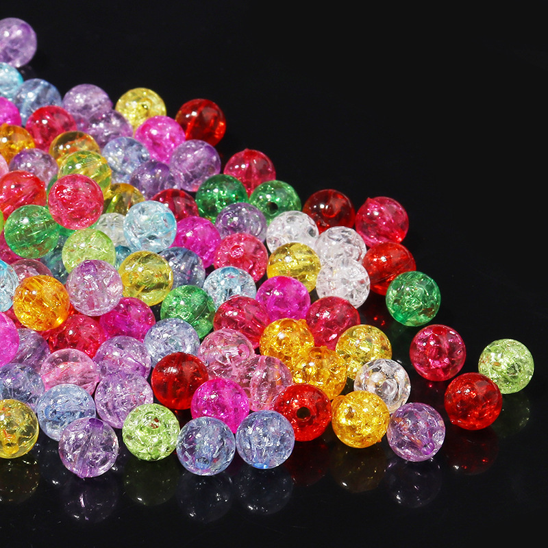 6/8/10mm爆花裂紋珠子亞克力直孔碎花散珠滿天星花束材料斤裝批發
