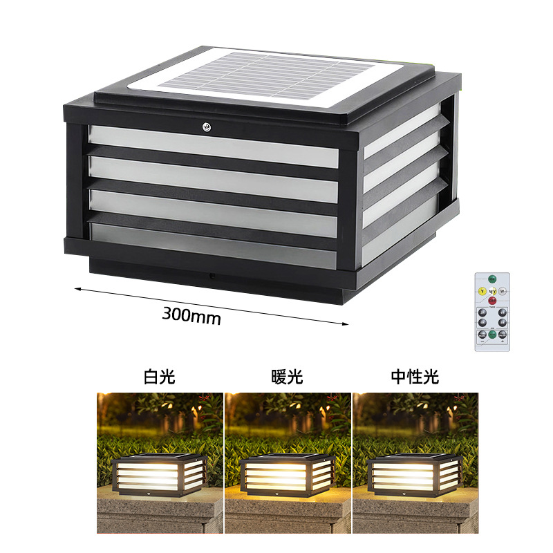 Lámpara solar para columna, impermeable, para exteriores, para villa, balcón, patio, valla, puerta, pilar, con sensor de luz LED