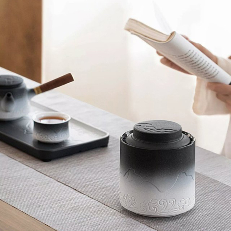 Creative Liuyu Gradient Tea Can Portable Portable Storage Can Gongfu Tea Accessories Moisture-Proof Tea Storage Can Black and Green Tea Can