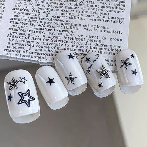 Hole-out small five-pointed star nail art accessories DIY components 3D star nail decorations