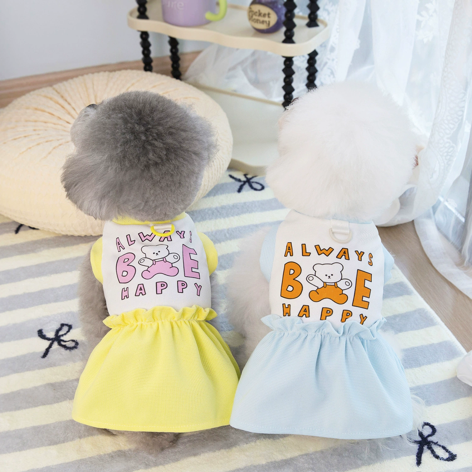 25 послушных юбок медведя сшитый принт юбка юбка буксировочная пряжка для домашних животных Летняя одежда анти-комаров солнцезащитный крем подходит для маленьких кошек и собак