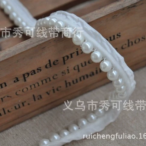 Хендмейд аксессуары для ногтей Xiaoxiangfeng свадебное платье DIY черно-белая жемчужная тесьма, аксессуары для волос