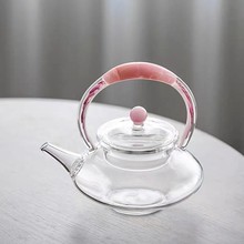 厂家批发高硼硅玻璃茶壶家用功夫茶具凤尾提梁煮茶壶小容量煮茶壶