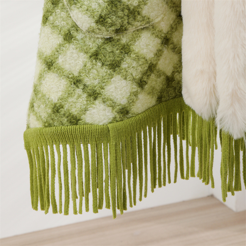 Thick loose cape cape for women and woolen plus-size coat warm wool-collar hooded cape_voghion.com