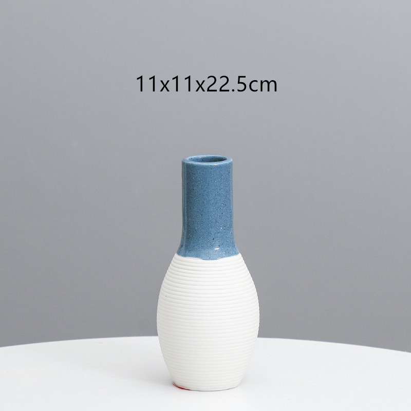 Cerámica moderna simple pequeña boca florero decoración Nordic salón escritorio arreglo floral flor seca decoración del hogar al por mayor