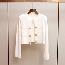 深圳南油高端女装秋冬新款法式气质小香风圆领短款显瘦针织衫开衫