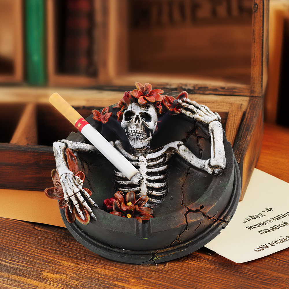  Explosions Personalized Flower Decoration Skull Resin Ashtray Ornaments Halloween Home Desktop Decorations