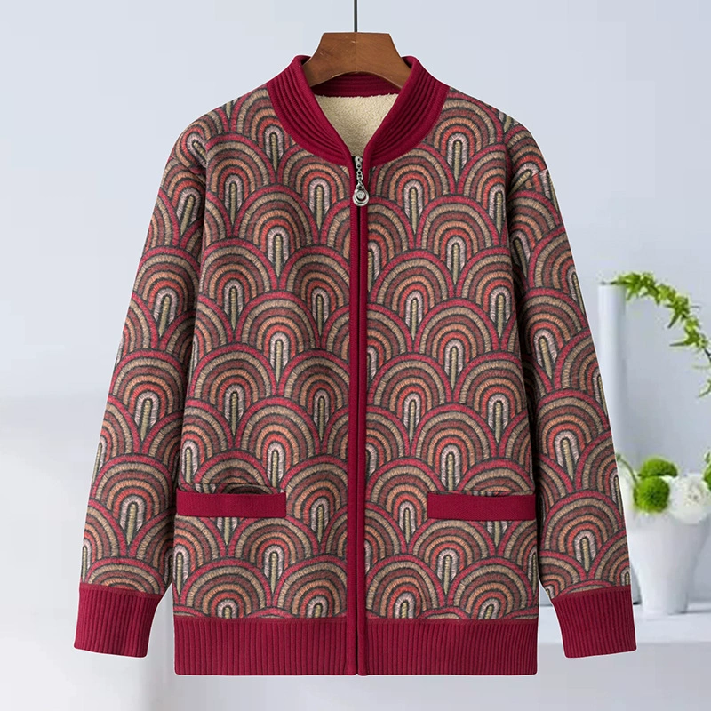 Пожилые люди осень-зима теплый топ бабушки зимняя одежда бархатный толстый свитер маленькая мама зимнее пальто