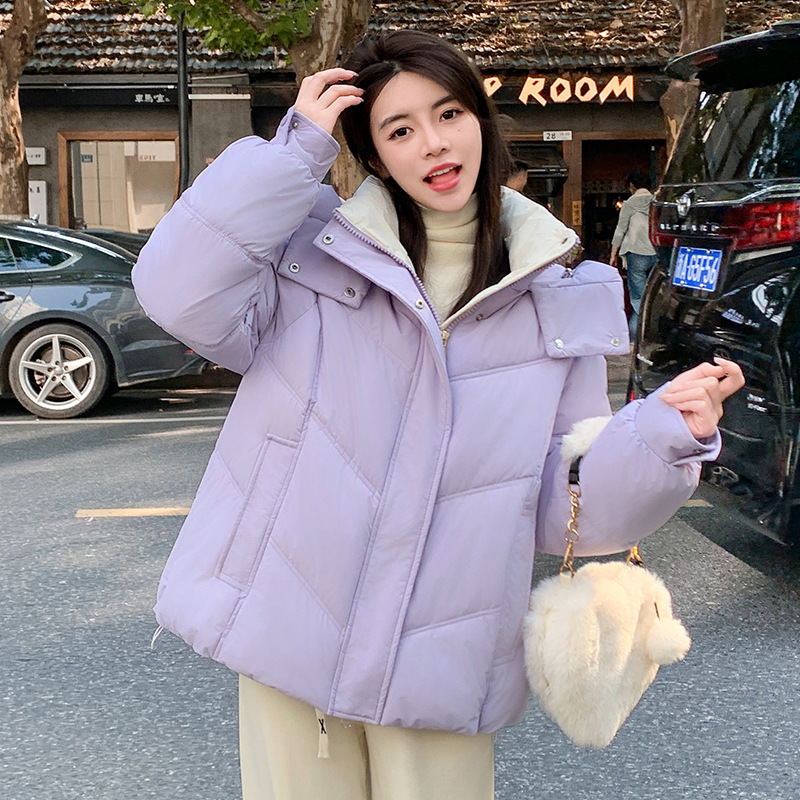Chaqueta de algodón de pluma para mujeres 2024 invierno nuevo estilo holgado versátil coreano chic nicho suave chaqueta de algodón con capuz
