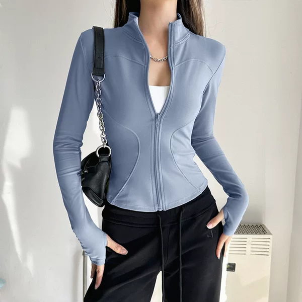 Quick-Dry Clothing with Stand-Up Collar, Slim Fit, Slimming Gym Wear, Slimming Yoga Running Sports Jacket, Pilates Training Yoga Wear