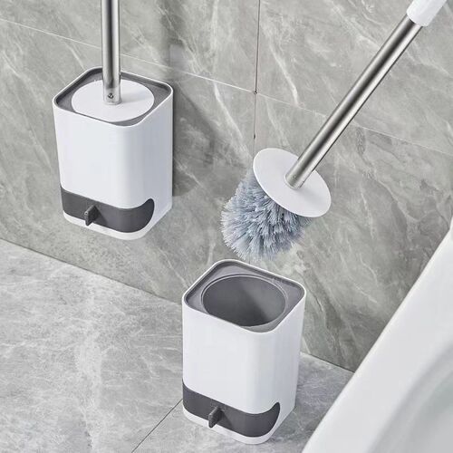 Wall-mountable toilet brush without punching, wall-mounted floor-mounted base, multi-functional long-handled cleaning brush set with no dead ends