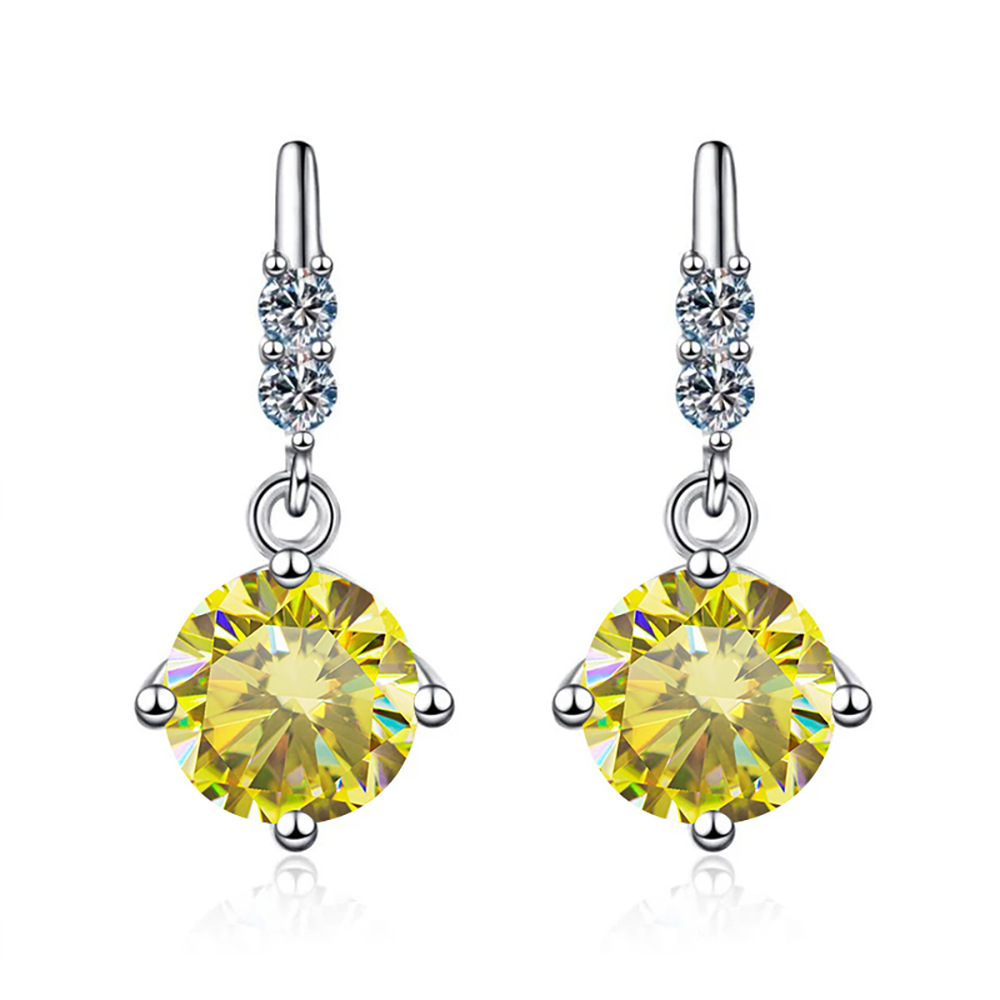 S925 pendientes de plata moissan perforación pendientes de piedra de moissan mujer pendientes de orejas de borde de calidad de fábrica directa