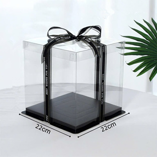 Caja de pastel transparente caja de embalaje para hornear de cumpleaños de doble capa elevada caja de embalaje de bocadillos portátil caja de regalo para niños al por mayor