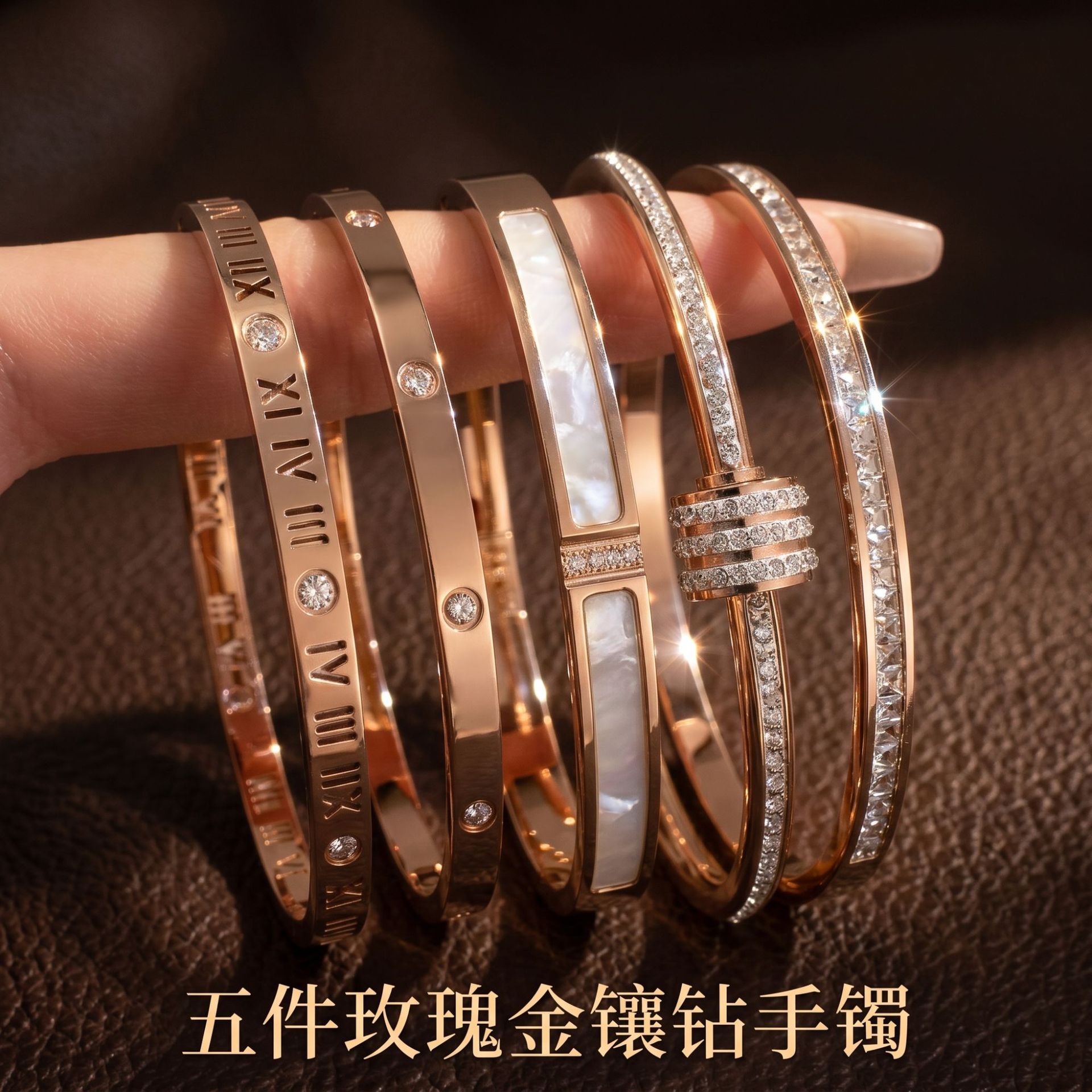 golden small fashionable bracelet stainless steel with zircon