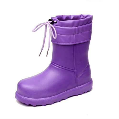 Women's Winter Shoes Mid-Calf Snow Boots Cotton Shoes New Warm Fleece Thick Washable Kitchen Waterproof Rain Boots