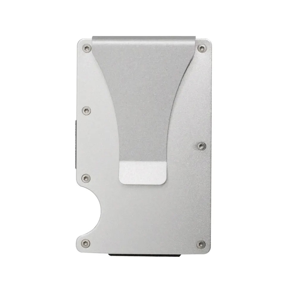 Fábrica en stock Amazon nuevo metal titular de la tarjeta de fibra de carbono cartera RFID antirrobo cepillo tecnología de bloqueo