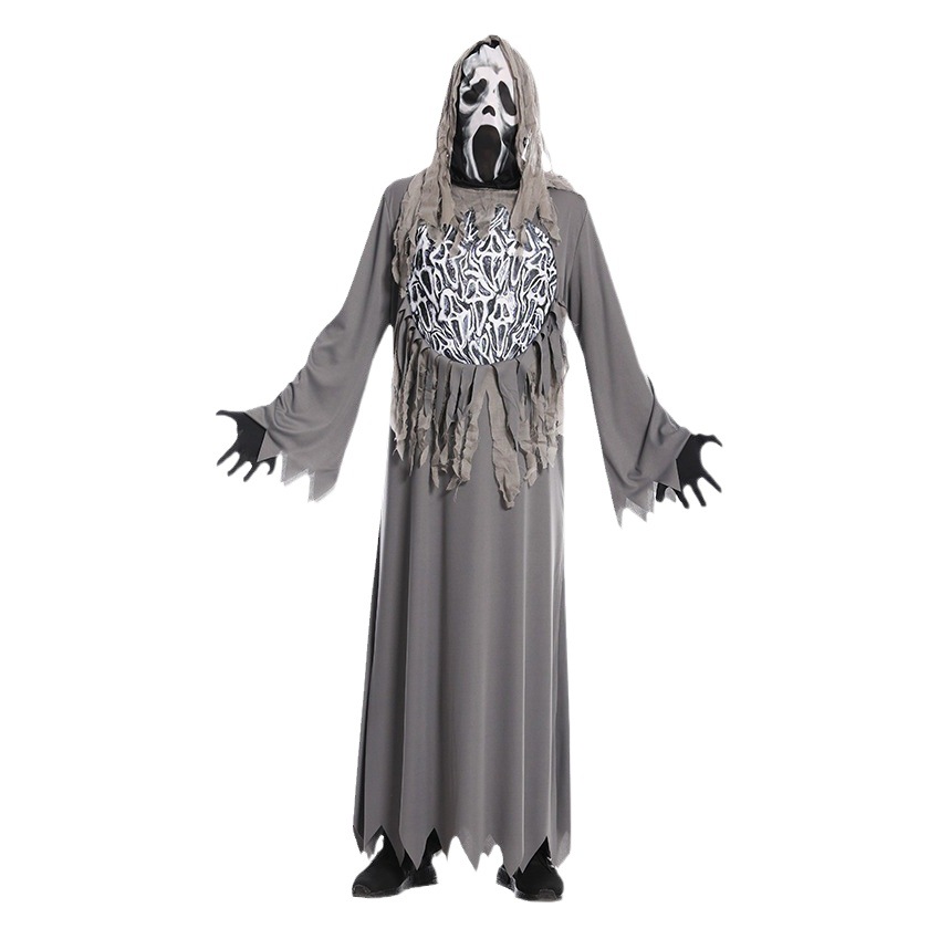 Halloween gran hombre gris horror cadena fantasma Halloween partido traje Cosplay ropa etapa rendimiento ropa