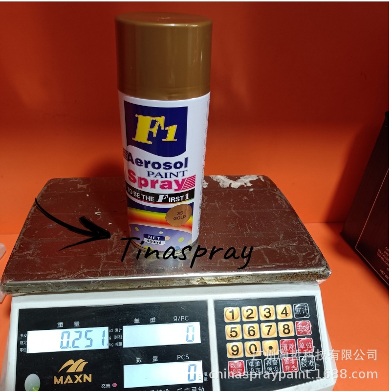F1spraypaint金色手摇自动手喷漆金属漆气雾剂厂家批发涂料油漆