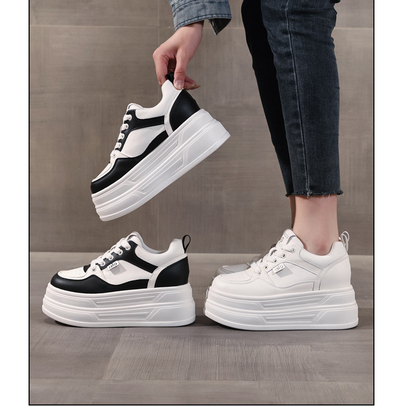 Giày sneaker nữ đế dày tăng chiều cao 8 cm phong cách platform — đen chi tiết 17