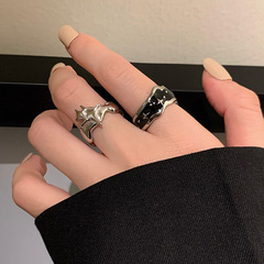 Starlight Dark Wind Neutral Open Ring Female Cool Adjustable Couple Ins Light Luxury High-end Personality Ring 