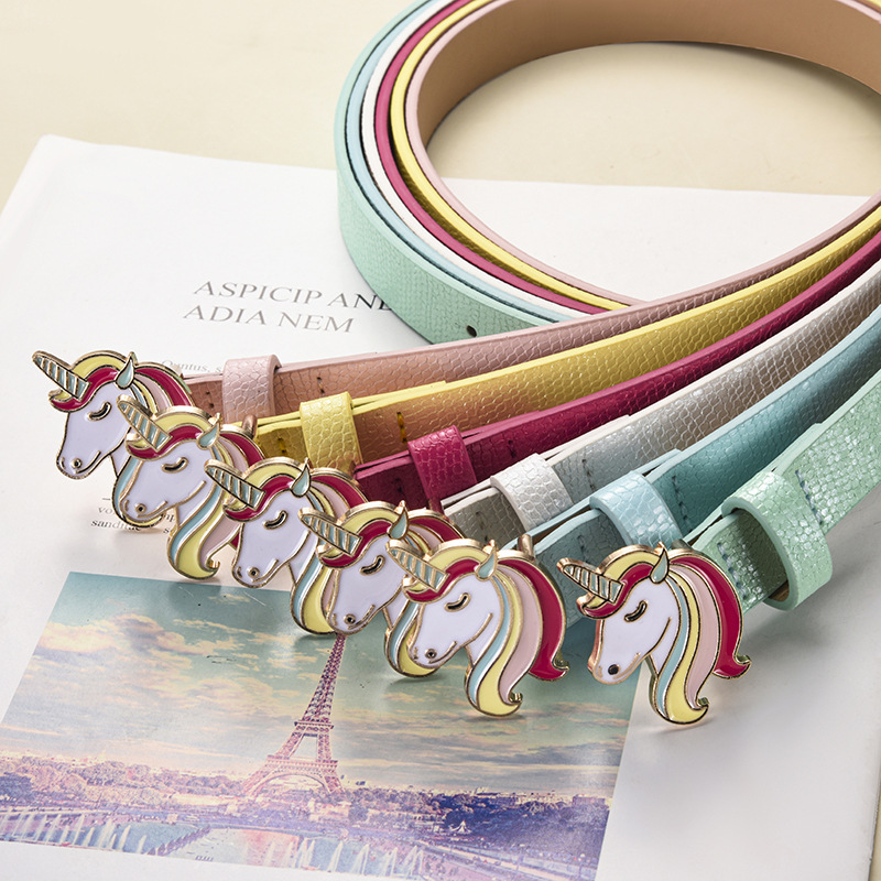 Cinturón Infantil de Unicornio para Niña de Cuero PU con Hebilla de Aleación para Uso Casual image 2