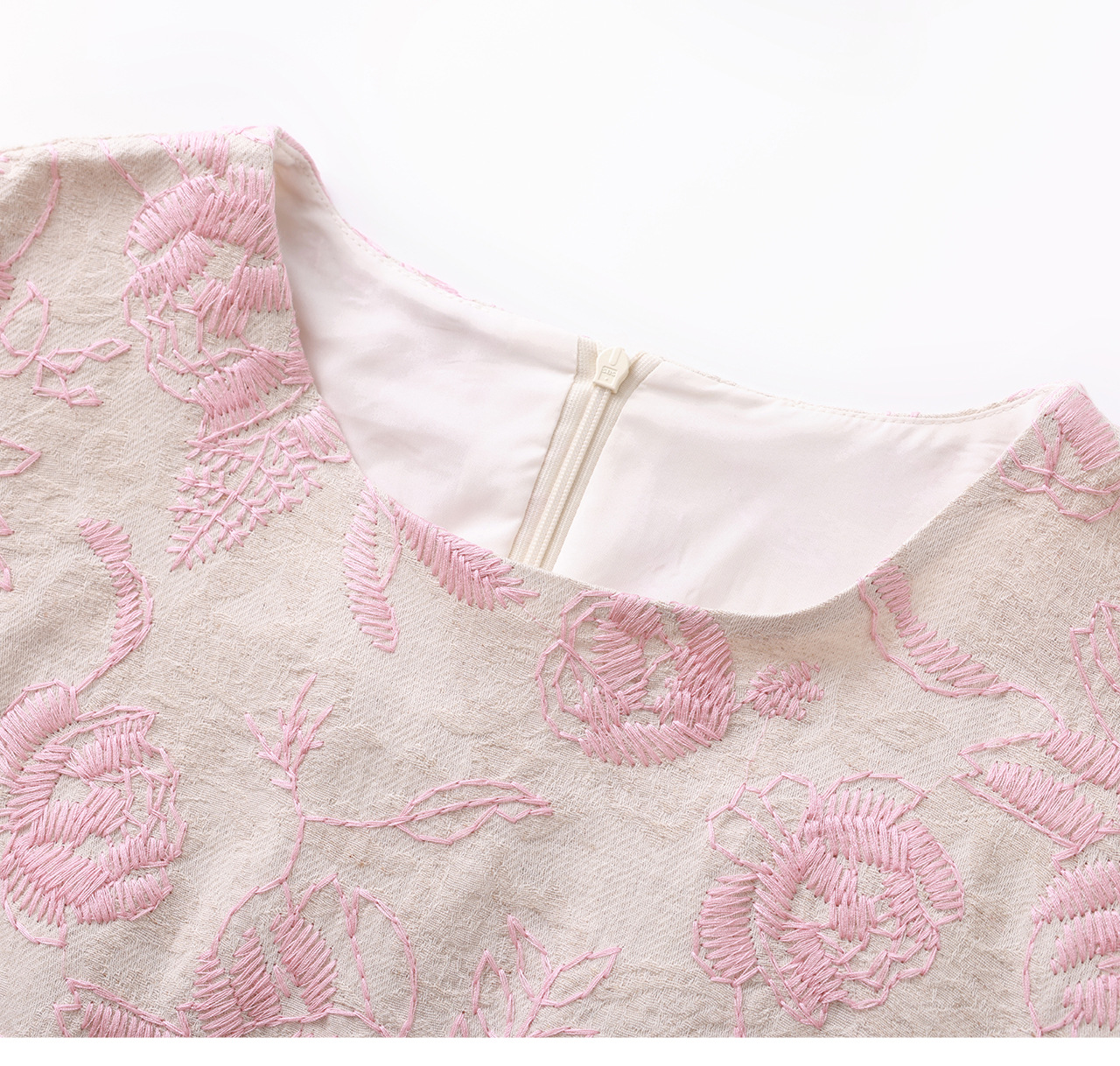 Đầm chữ A thêu jacquard tay ngắn mùa xuân hè — xanh lam chi tiết 23