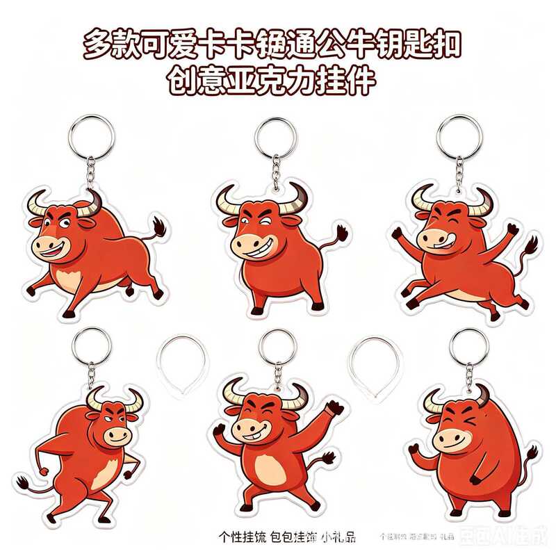 Cartoon Cool and Arrogant Red Bull Acrylic Keychain 5cm Cartoon Red Bull Pendant Cultural and Creative Small Gift Wholesale Cartoon Cool and Arrogant Red Bull Acrylic Keychain 5cm Cartoon Red Bull Pendant Cultural and Creative Small Gift Wholesale