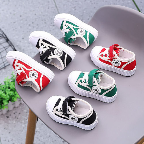 Children's canvas shoes, baby boys' shoes, breathable soft sole shoes, spring and autumn girls' cloth shoes, toddler sneakers, kindergarten