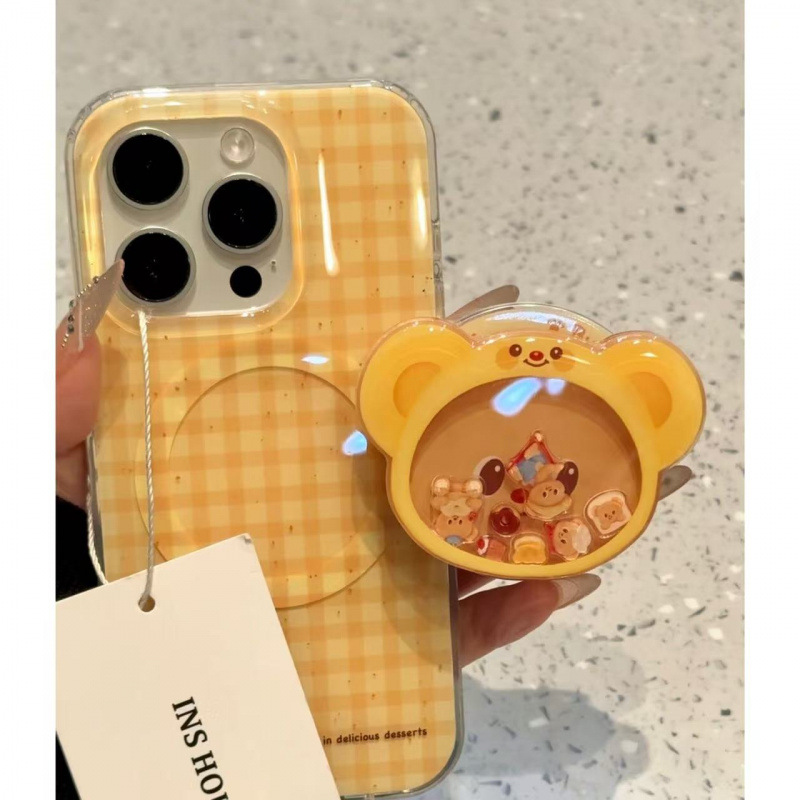 Cute Yellow Plaid Splash Butter Bear Suitable for Iphone16Promax Mobile Phone Case Apple 15 Magnetic Suction 14