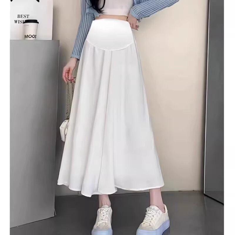 Maternity Pants for Women, Summer Thin White Outerwear, 2025 New Style Cropped Pants, Ice Silk Petite Yamamoto Wide-Leg Pants