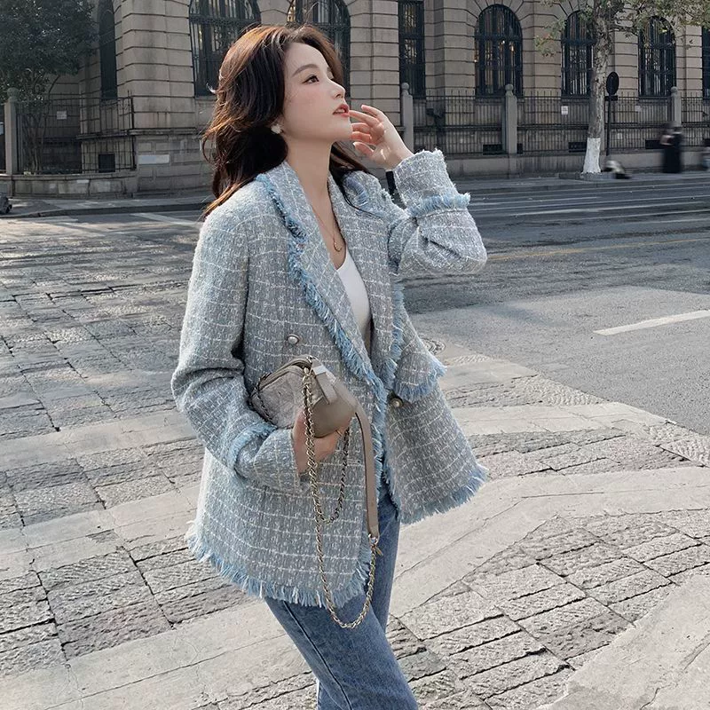 Женский твидовый пиджак средней длины, осенний, в стиле Chanel, элитный городской образ