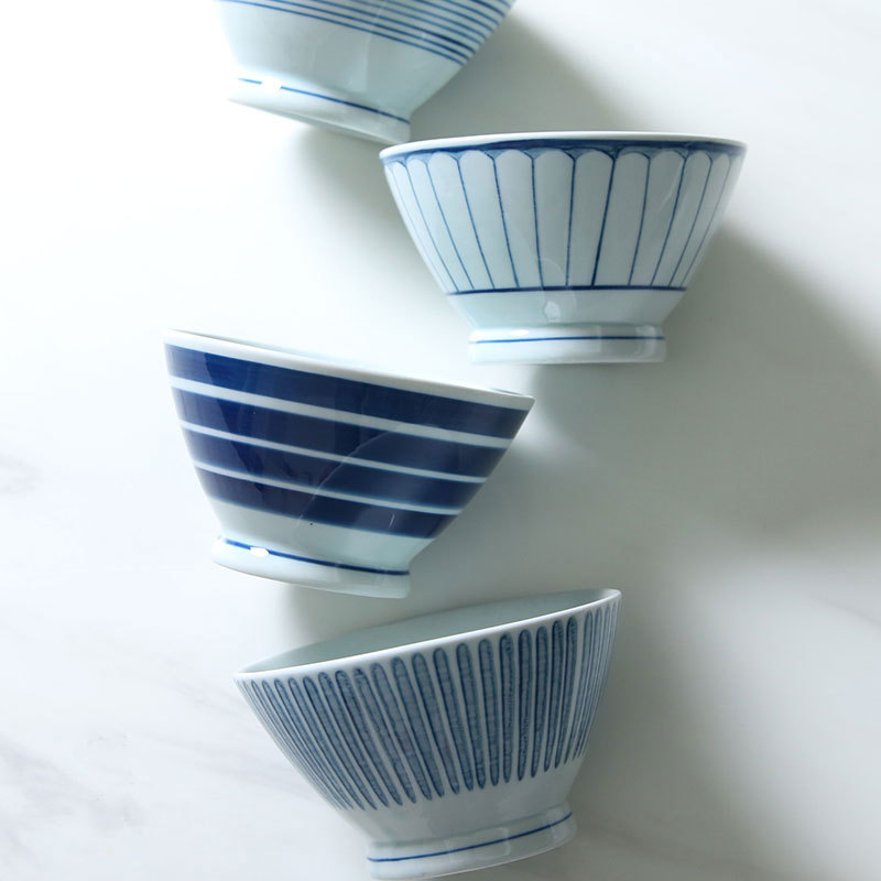 Hand-Painted Rice Bowl for Home Use, Japanese-Style Ramen Bowl, Ceramic Bowl, Single Conical Bowl, Tall Handcrafted Tableware, Salad Bowl