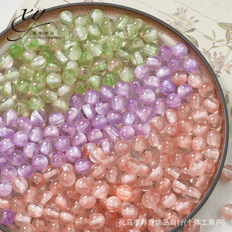 12mm New Autumn and Winter Gorgeous Two-Color Brushed Cat's Eye Resin Beads Loose Beads Handmade DIY Bracelet Necklace Material