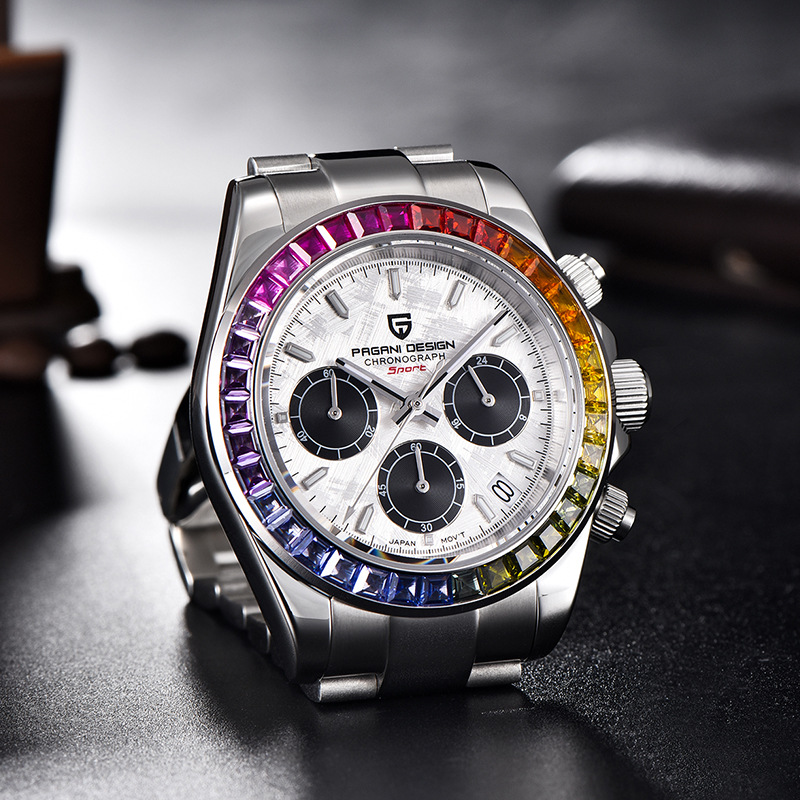 PAGANIDESIGN bojiani reloj para hombre multifunción cronógrafo de acero inoxidable resistente al agua reloj de diamantes de color 1644