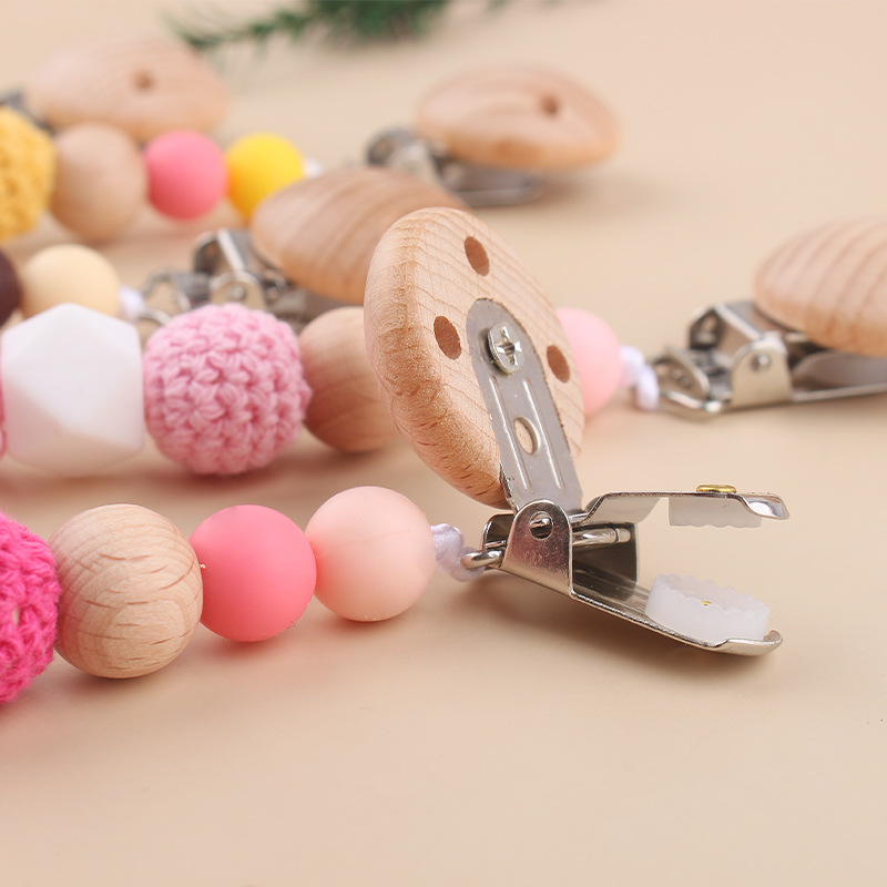 Nuevo clip de chupete de haya para bebés, creativo bebé de dibujos animados de silicona margaritas muerde los dientes, cadena de chupete anti-caída