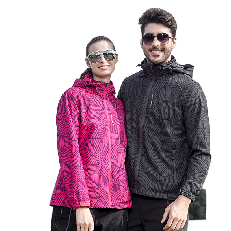 Primavera y otoño Camuflaje de vestir delgado hombre y mujer de una sola capa elástica de montaña deportiva casual chaqueta de abrigo