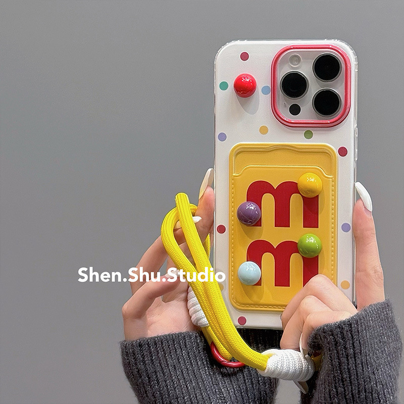 Polka Dot Stereo m Lanyard Card Holder Apple 17Promax Phone Case 16Pro Creative 15Promax/14/13/X Polka Dot Stereo m Lanyard Card Holder Apple 17Promax Phone Case 16Pro Creative 15Promax/14/13/X