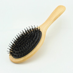 Hemlock airbag pig bristle comb plastic teeth pig bristle massage comb hair care comb beauty comb solid wood pig bristle hair comb