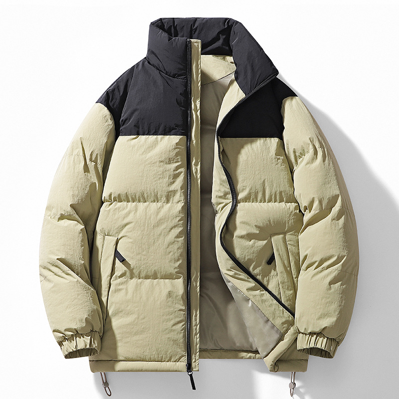 Trajes de algodón de pluma transfronterizos para hombres y mujeres invierno 2025 nuevas parejas de cuello de pan chaqueta de algodón gruesa se puede abrir