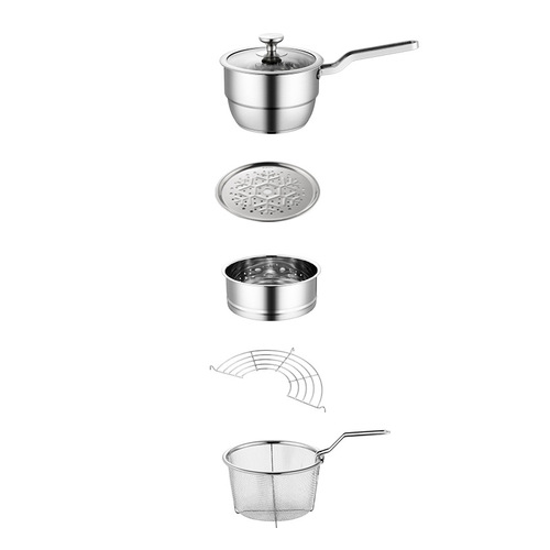 Stainless Steel Milk Pot, Soup Pot, 304 Fryer, Baby Food Cooker, Noodle Boiling Pot, Yukihira Pot, Multi-Functional Gift Pot, Small Steamer