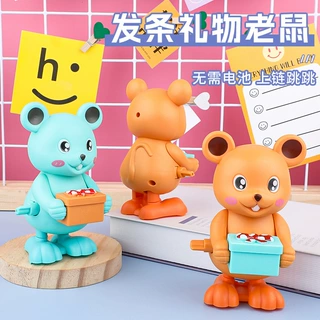 儿童上弦发条玩具跳跳老鼠仿真动物可爱宝宝益智启蒙互动学爬玩具