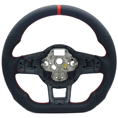 Suitable for Golf 7 7.5 GTI RLINE semi-perforated red stitching steering wheel with red return mark (Steering wheel)
