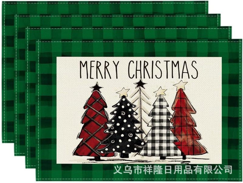 アマゾンの爆発クリスマスの食事マットクリスマス雪だるま亜麻のテーブルマット雪花格子プリントの食事皿断熱マット|undefined