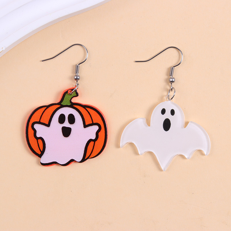 ヨーロッパとアメリカのハロウィンシリーズアクリルイヤリングカラフルなゴーストカボチャ漫画クモパーソナライズされたイヤリング女性用イヤリング|undefined