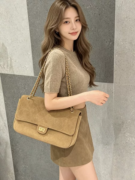 2026 new model, same style as popular online, frosted cowhide, Chanel-inspired chain hobo underarm bag, large-capacity commuter shoulder bag