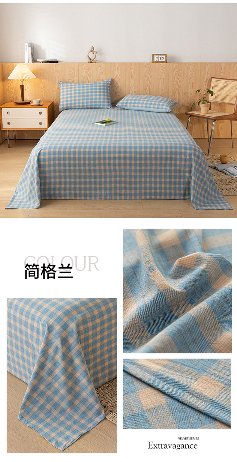 Sábana de algodón lavado de algodón grueso pieza individual 100 algodón dormitorio de estudiantes cama individual funda de almohada de tres piezas 2